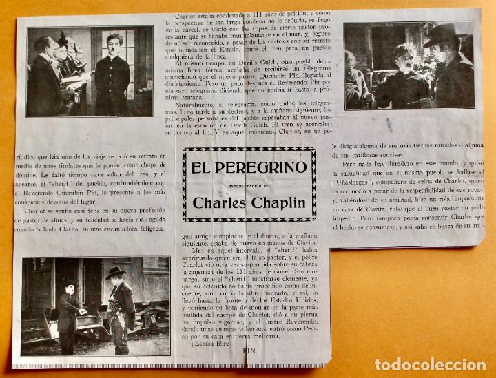 Cine: PROGRAMA DE EL PEREGRINO- CHARLES CHAPLIN 1923- PATH&Eacute; CINEMA - Foto 2