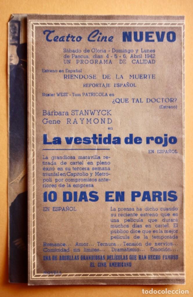 Cine: DIEZ DIAS EN PARIS REX HARRISON PROGRAMA CINE DOBLE 1942 . - Foto 3