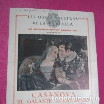 Cine: CASANOVA EL GALANTE AVENTURERO IVAN MOSJOUKINE PROGRAMA DE CINE 1928 C3 - Foto 1