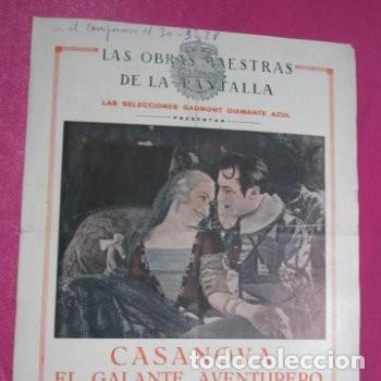 Cine: CASANOVA EL GALANTE AVENTURERO IVAN MOSJOUKINE PROGRAMA DE CINE 1928 C3 - Foto 3