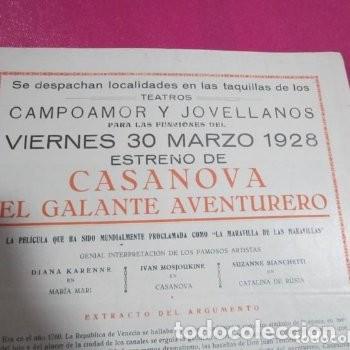 Cine: CASANOVA EL GALANTE AVENTURERO IVAN MOSJOUKINE PROGRAMA DE CINE 1928 C3 - Foto 5