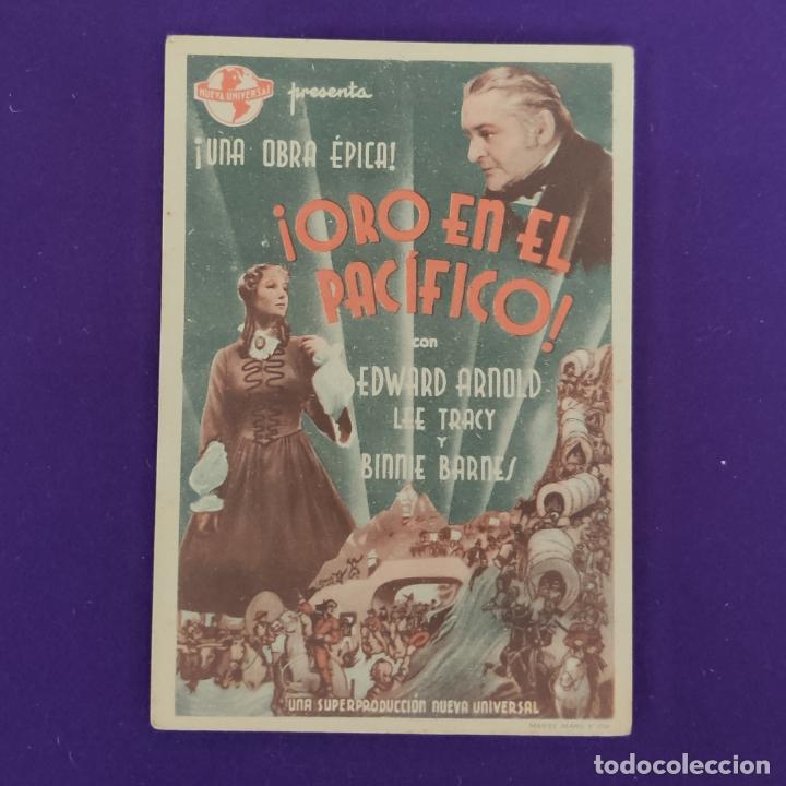 Cine: PROGRAMA DE CINE ORIGINAL. ORO EN EL PACIFICO. TARJETA. - Foto 1