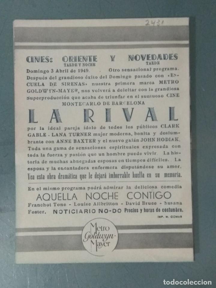 Cine: LA RIVAL (MGM 1949) - PROGRAMA DE CINE DOBLE. - Foto 3