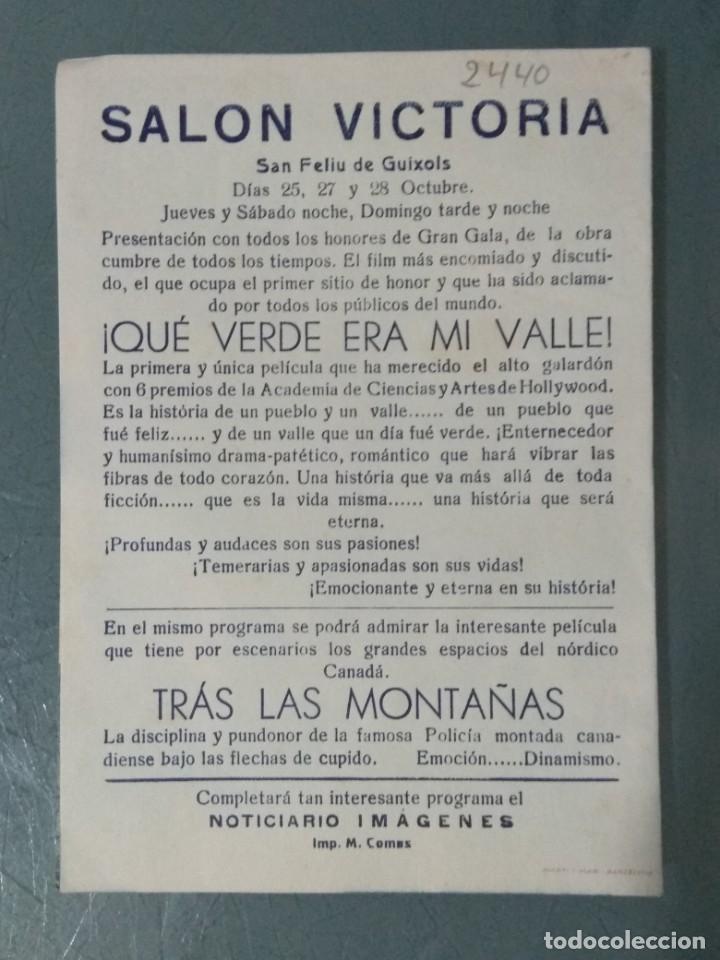 Cine: &iexcl;QU&Eacute; VERDE ERA MI VALLE! - PROGRAMA DE CINE DOBLE. - Foto 3