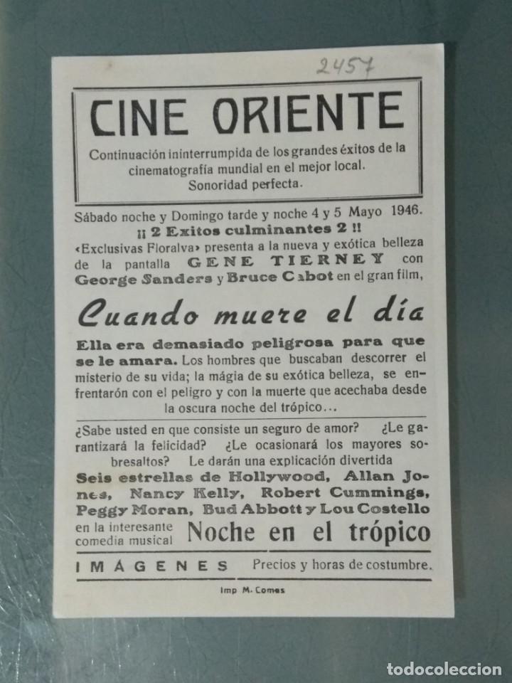 Cine: CUANDO MUERE EL DIA - PROGRAMA DE CINE SENCILLO GRANDE. - Foto 2