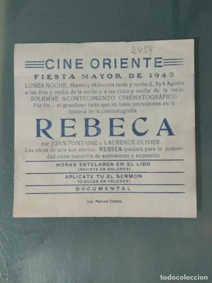Cine: REBECA - PROGRAMA DE CINE DOBLE. - Foto 3