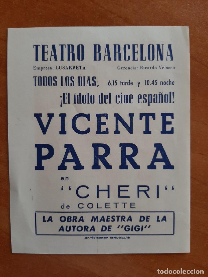 Cine: PROGRAMA TEATRO BARCELONA : CHERI - VICENTE PARRA - Foto 1