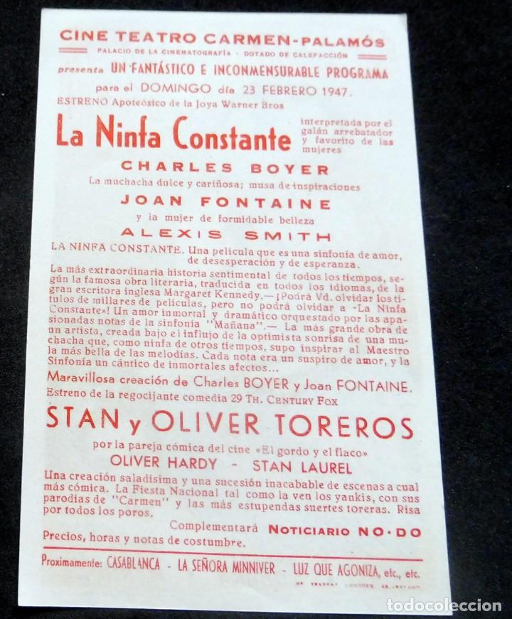 Cine: PROGRAMA DE CINE - LA NINFA CONSTANTE - CINE CARMEN DE PALAM&Oacute;S - Foto 2