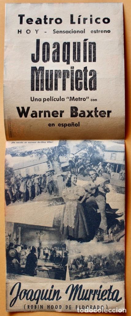 Cine: JOAQUIN MURRIETA ROBIN HOOD DE ELDORADO PROGRAMA DOBLE MGM WARNER BAXTER MARGO - Foto 2