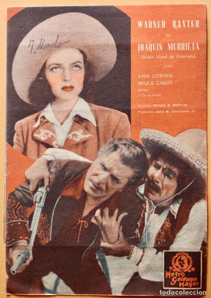 Cine: JOAQUIN MURRIETA ROBIN HOOD DE ELDORADO PROGRAMA DOBLE MGM WARNER BAXTER MARGO - Foto 3