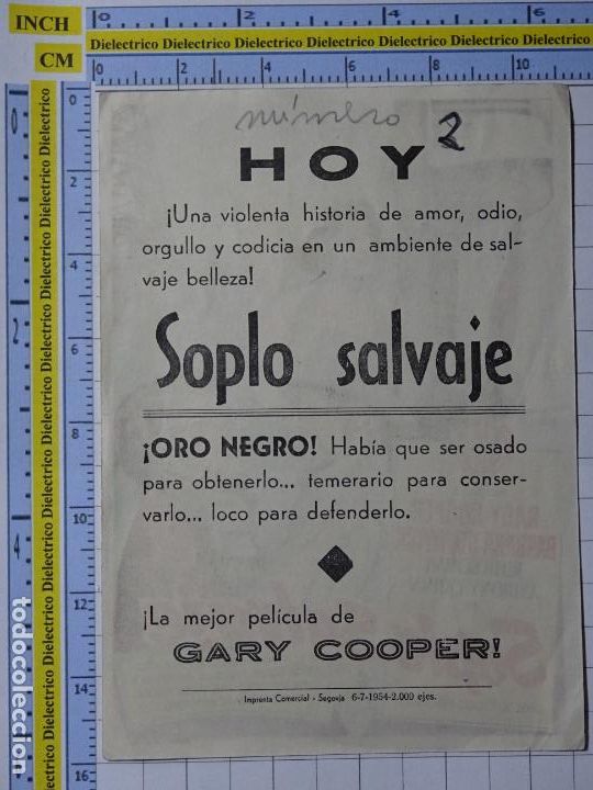 Cine: PROGRAMA CARTEL DE MANO. PEL&Iacute;CULA SOPLO SALVAJE. . 235 - Foto 2