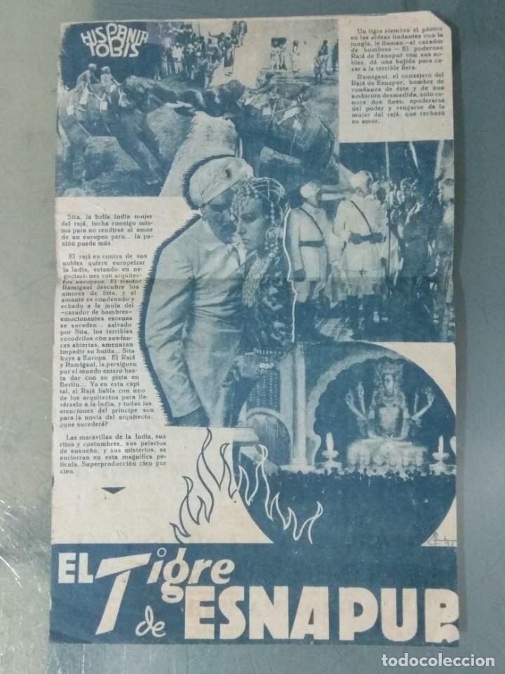 Cine: EL TIGRE DE ESNAPUR - PROGRAMA DE CINE DOBLE. - Foto 2