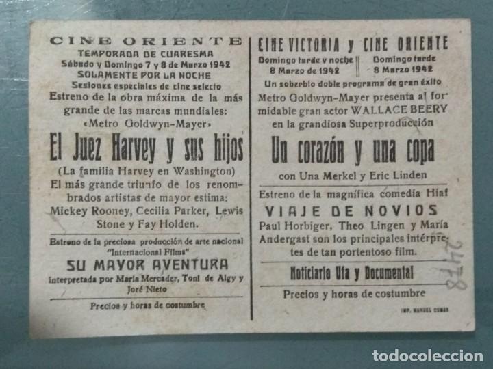 Cine: UN CORAZON Y UNA COPA - PROGRAMA DE CINE SENCILLO DE CARTON. - Foto 2