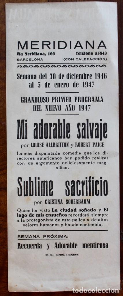 Cine: FOLLETO DE CINE, SUBLIME SACRIFICIO CON CRISTINA SODERBAUM 1946-47 - Foto 2