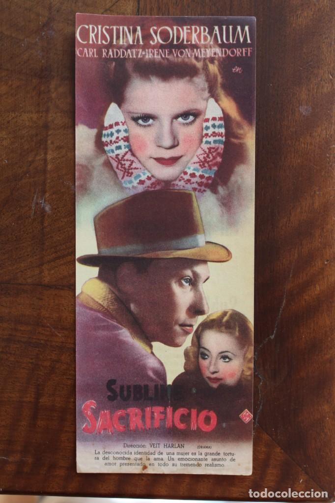 Cine: FOLLETO DE CINE, SUBLIME SACRIFICIO CON CRISTINA SODERBAUM 1946-47 - Foto 1