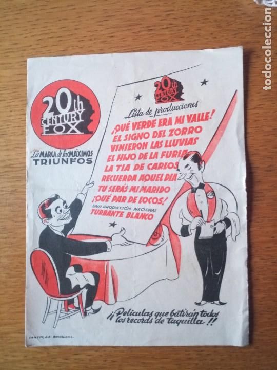Cine: Folleto de mano, programa de cine, que verde era mi valle - Foto 1