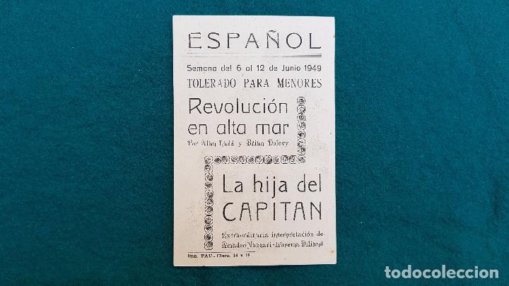 Cine: PROGRAMA DE MANO CINE LA HIJA DEL CAPITAN (1949) CON CINE AL DORSO - Foto 2