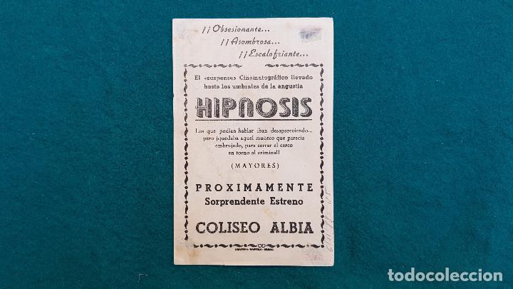 Cine: PROGRAMA DE MANO CINE HIPNOSIS (1962) CON CINE AL DORSO - Foto 2