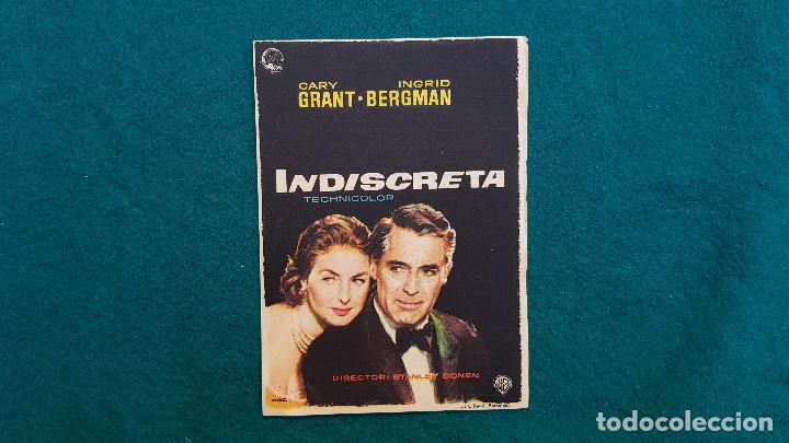 Cine: PROGRAMA DE MANO CINE INDISCRETA (S/F) CON CINE AL DORSO - Foto 1