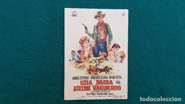 Cine: PROGRAMA DE MANO CINE UNA DAMA ENTRE VAQUEROS (1966) CON CINE AL DORSO - Foto 1