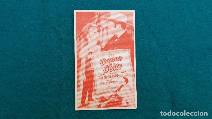 Cine: PROGRAMA DE MANO CINE UNA DAMA EN EL OESTE (1960) CON CINE AL DORSO - Foto 1
