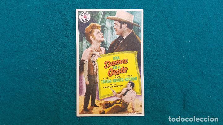 Cine: PROGRAMA DE MANO CINE UNA DAMA EN EL OESTE (1960) CON CINE AL DORSO - Foto 2