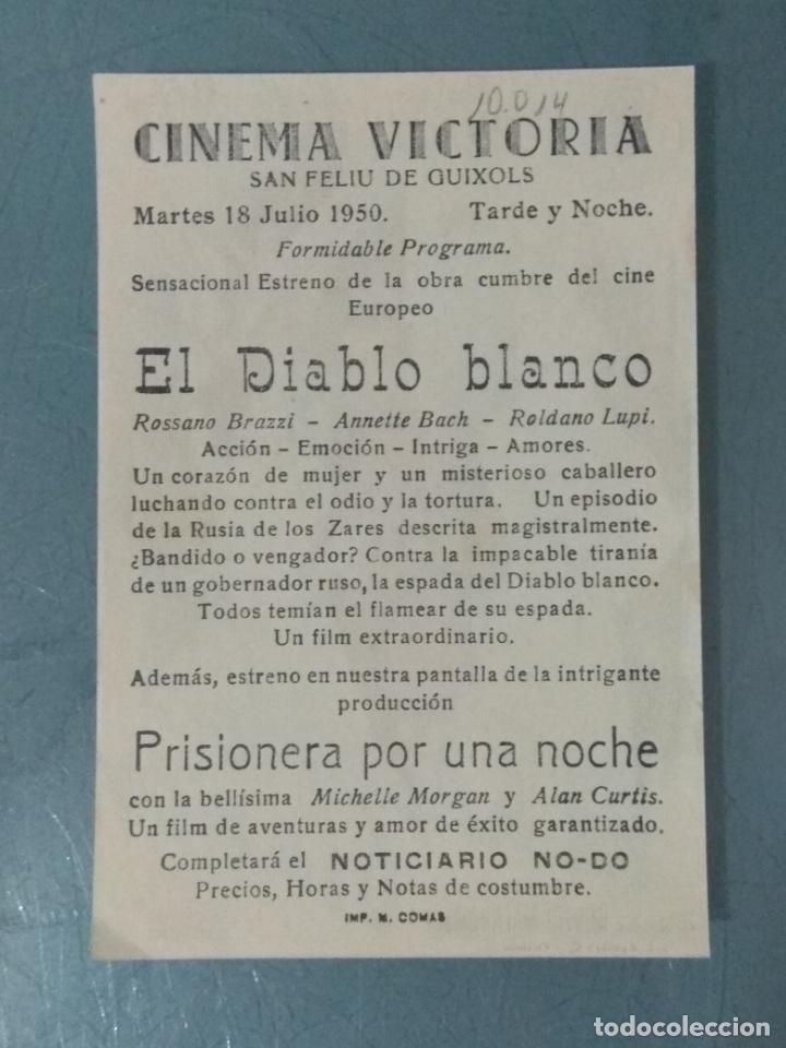 Cine: EL DIABLO BLANCO - PROGRAMA DE CINE SENCILLO - Foto 2