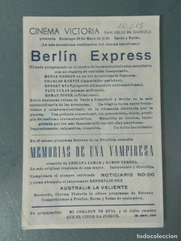 Cine: BERLIN EXPRESS - PROGRAMA DE CINE SENCILLO - Foto 2