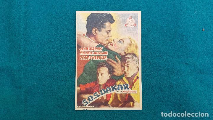Cine: PROGRAMA DE MANO CINE S.O.S. DAKAR (1953) CON CINE AL DORSO - Foto 1