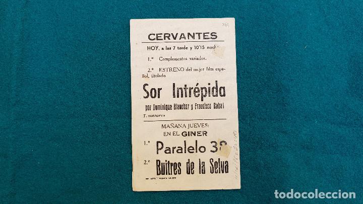Cine: PROGRAMA DE MANO CINE SOR INTREPIDA (1953) CON CINE AL DORSO - Foto 2