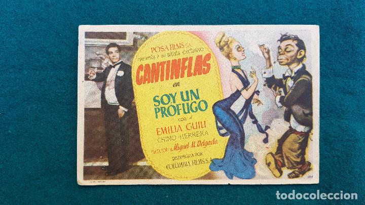 Cine: PROGRAMA DE MANO CINE SOY UN PROFUGO (1949) CON CINE AL DORSO - Foto 1