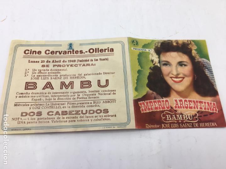 Cine: BAMBU con Imperio Argentina y Sara Montiel - PROGRAMA CON DOBLE DE CINE - REF. FM-014 - Foto 2