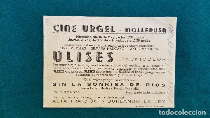 Cine: PROGRAMA DE MANO CINE ULISES (1957) CON CINE AL DORSO - Foto 2