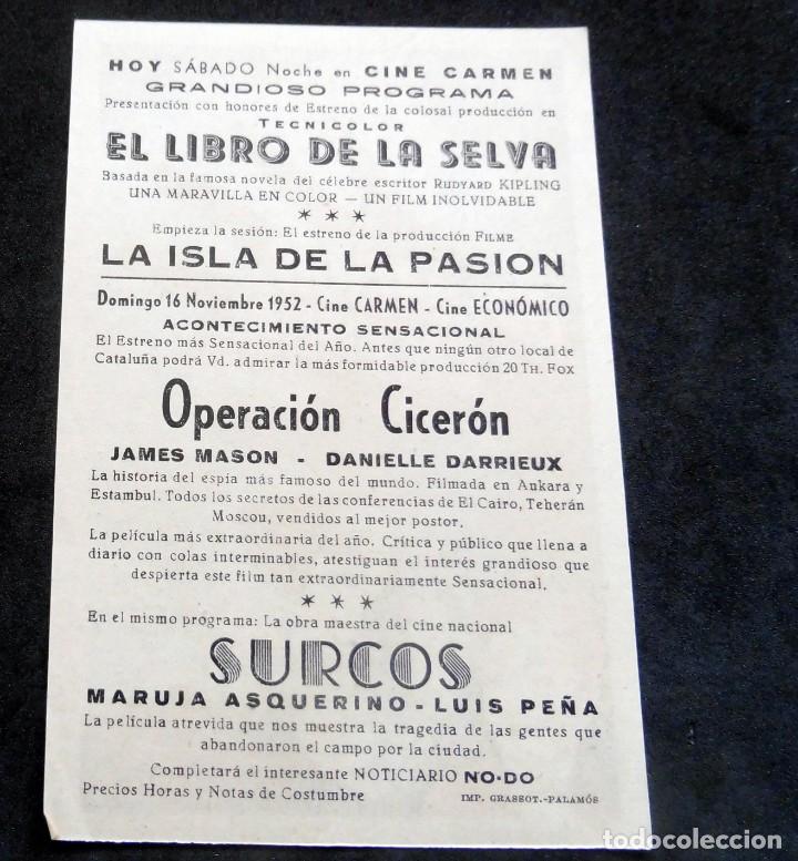 Cine: PROGRAMA DE CINE - OPERACI&Oacute;N CICERON - CINE CARMEN DE PALAM&Oacute;S - Foto 2