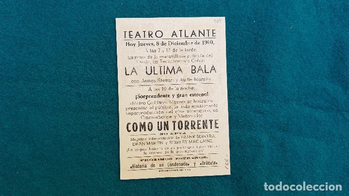 Cine: PROGRAMA DE MANO CINE LA ULTIMA BALA (1960) CON CINE AL DORSO - Foto 2