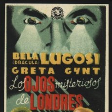  Flyers Publicitaires de films Anciens: P-4078- LOS OJOS MISTERIOSOS DE LONDRES (THE DARK EYES OF LONDON) (HERCULES FILMS) BELA LUGOSI. Lote 115510694