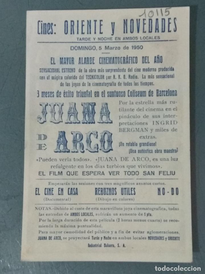 Cine: JUANA DE ARCO - PROGRAMA DE CINE SENCILLO - Foto 2