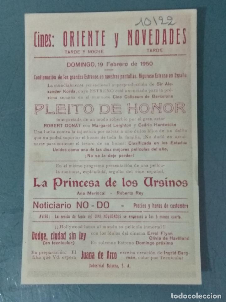 Cine: PLEITO DE HONOR - PROGRAMA DE CINE SENCILLO - Foto 2