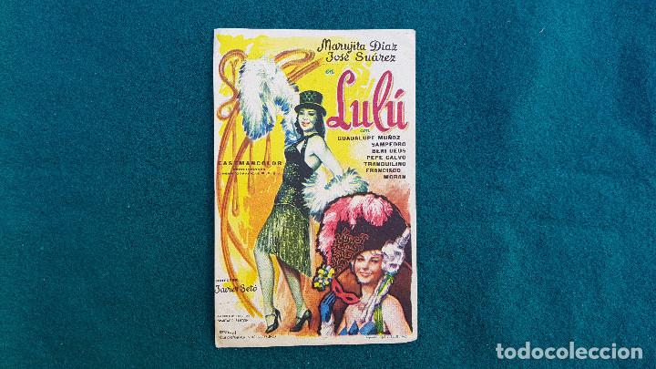 Cine: PROGRAMA DE MANO CINE LUL&Uacute; (1962) CON CINE AL DORSO - Foto 1