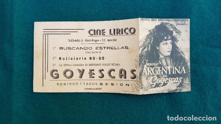Cine: PROGRAMA DE MANO CINE GOYESCAS (1943) CON CINE AL DORSO - Foto 1