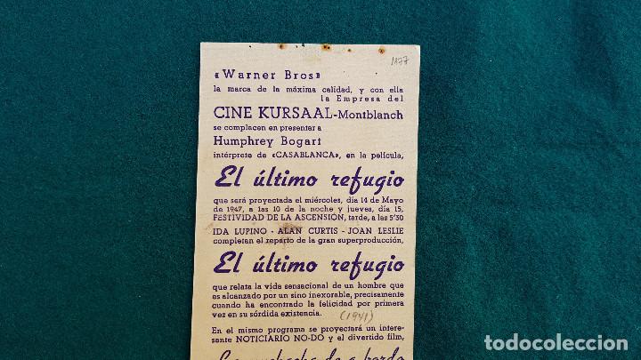 Cine: PROGRAMA DE MANO CINE EL ULTIMO REFUGIO (1941) CON CINE AL DORSO - Foto 3