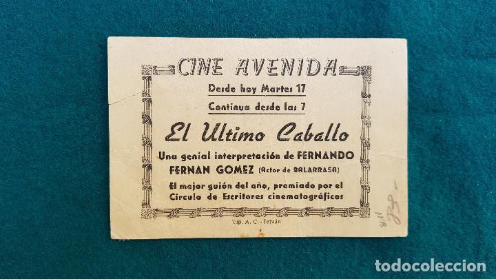 Cine: PROGRAMA DE MANO CINE EL ULTIMO CABALLO (1952) CON CINE AL DORSO - Foto 2