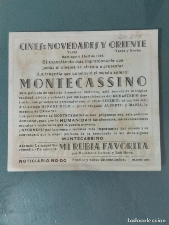 Cine: MONTECASSINO - PROGRAMA DE CINE SENCILLO - Foto 2