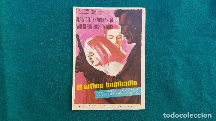 Cine: PROGRAMA DE MANO CINE EL ULTIMO HOMICIDIO (1965) CON CINE AL DORSO - Foto 1