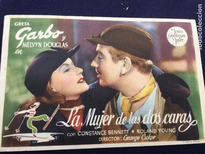 Folhetos de m&atilde;o de filmes antigos de cinema: LA MUJER DE LAS DOS CARAS CON GRETA GARBO - FOLLETO DE MANO SENCILLO - REF. FM-168