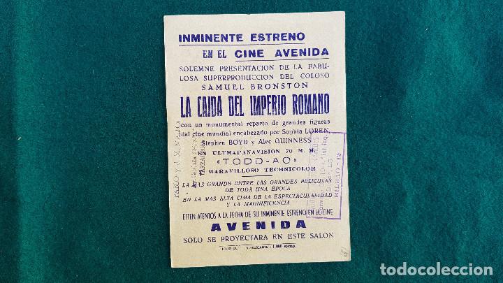 Cine: PROGRAMA DE MANO CINE LA CAIDA DEL IMPERIO ROMANO (1963) CON CINE AL DORSO - Foto 2