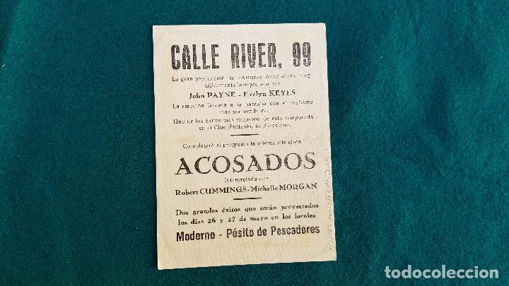 Cine: PROGRAMA DE MANO CINE CALLE RIVER, 99 (1958) CON CINE AL DORSO - Foto 2