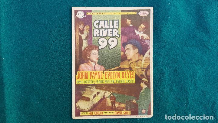 Cine: PROGRAMA DE MANO CINE CALLE RIVER, 99 (1958) CON CINE AL DORSO - Foto 1