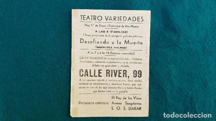 Cine: PROGRAMA DE MANO CINE CALLE RIVER, 99 (1958) CON CINE AL DORSO - Foto 3