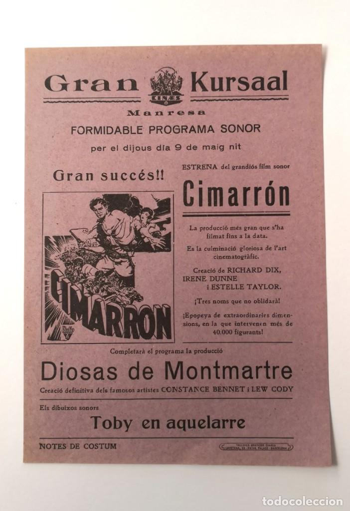 Cine: CIMARRON. PROGRAMA LOCAL GRAN KURSAAL. 1931. RICHARD DIX E IRENE DUNNE - Foto 1
